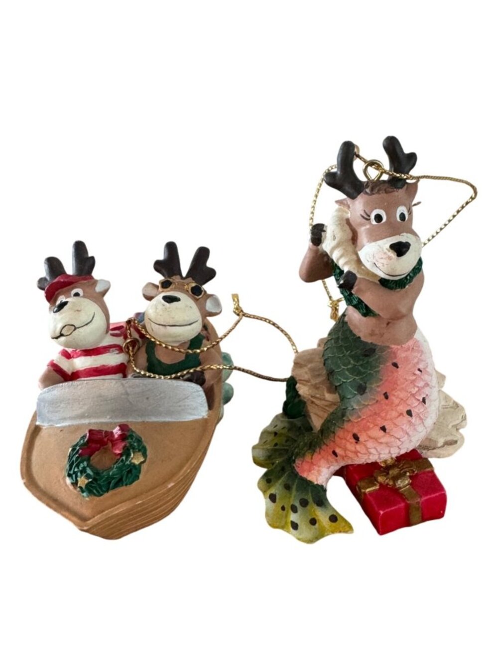 Reindeer Christmas Ornaments House of Lloyd Set Of 2 - Mermaid & Boat